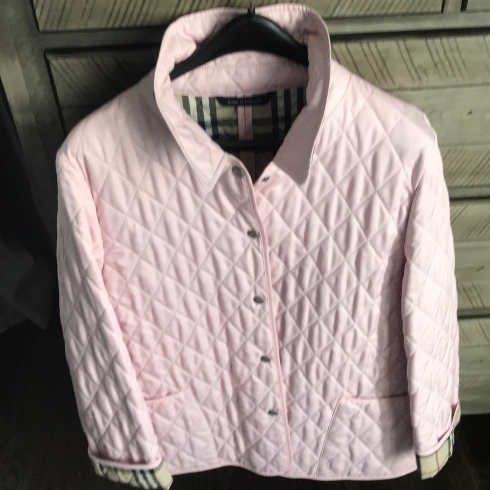 Pink quilted Burberry jacket